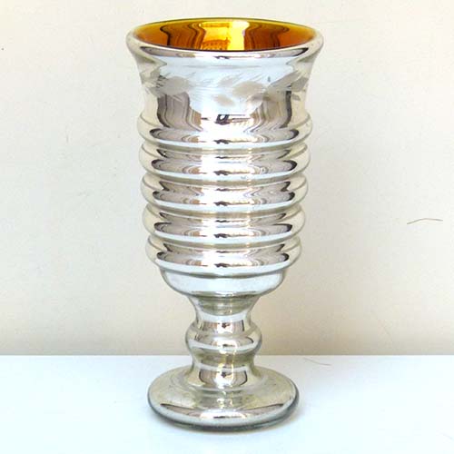 Pokal, Bauernsilber, Glas, alt