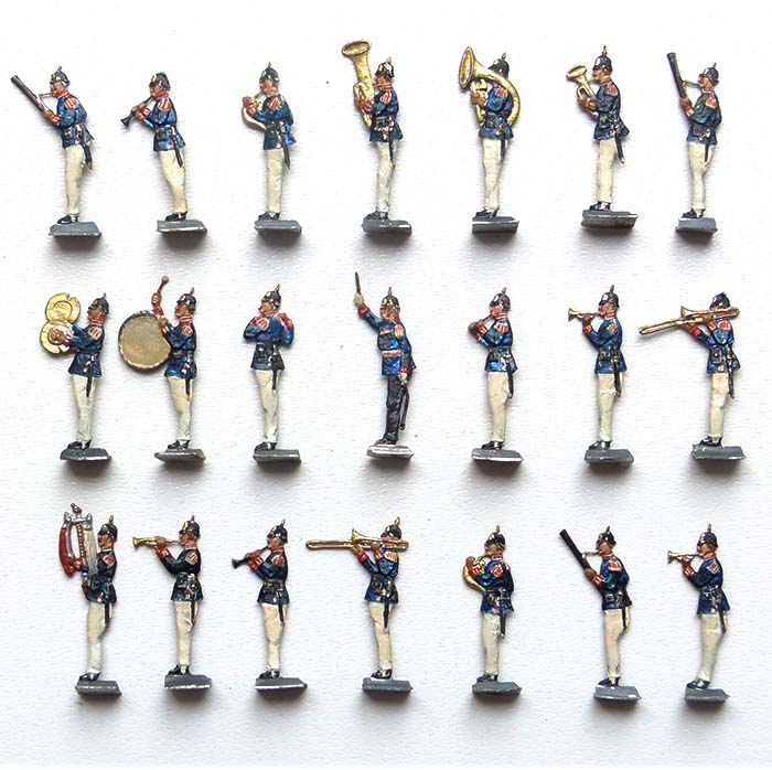 Zinnfiguren, Militär - Musikkapelle, Konvolut, 21 Stück