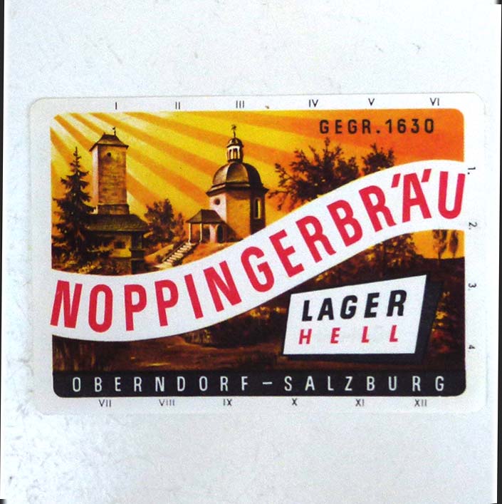 Noppinger Bräu, Bieretikett, Oberndorf Salzburg