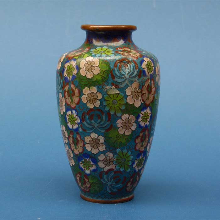 Vase, Cloisonne, emailiert, Kupfer