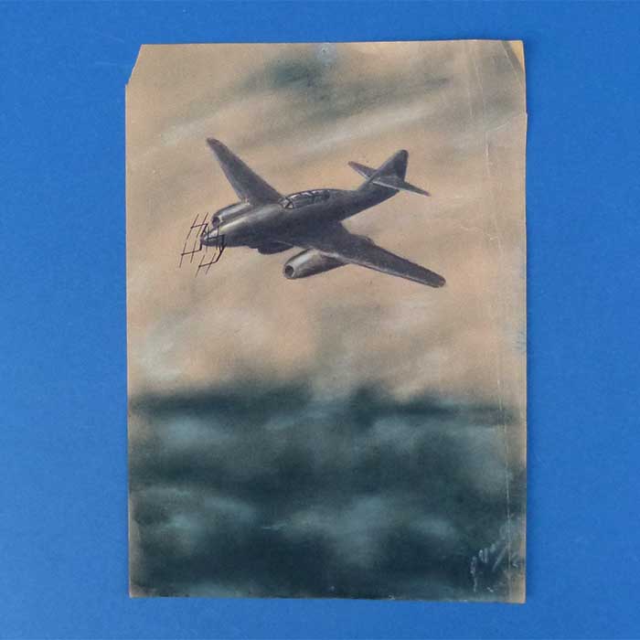 Flugzeug, Luftwaffe, handgemalt, G. Wachtl, um 1950