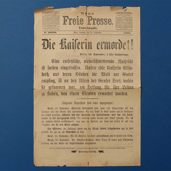 Die Kaiserin ermordet, Kaiserin Elisabeth, 1889