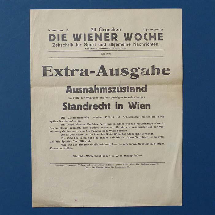 Extra-Ausgabe, Ausnahmezustand, 1927