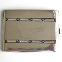 Zigaretten-Etui, Silber, Email-Einlegearbeit