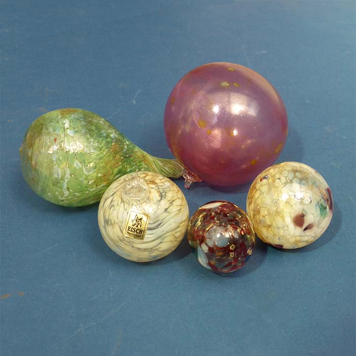 Christbaumkugeln, Eisch, 5 Stück, Glas