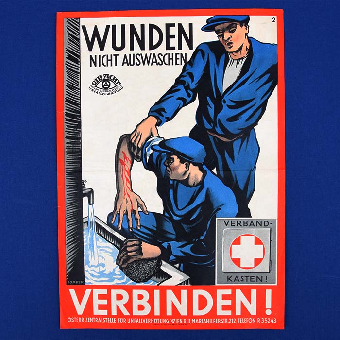 Wunden nicht auswaschen - Verbinden !, Plakat, um 1938