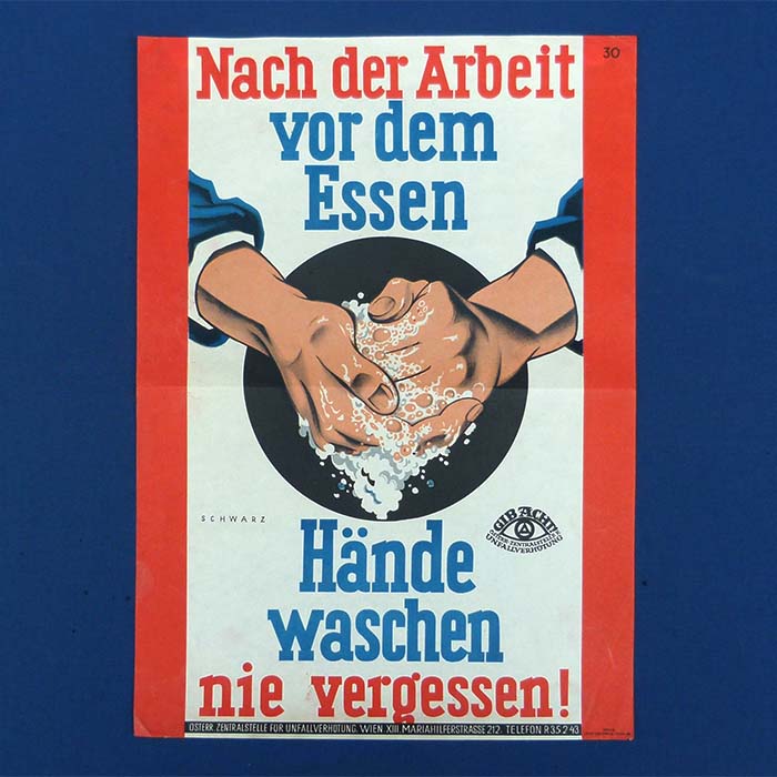 Hände waschen nie vergessen, Plakat, Gib Acht