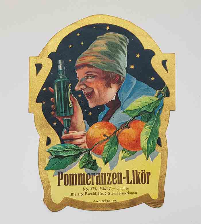 Pommeranzen- Likör, Illert & Ewald, Etikett, original