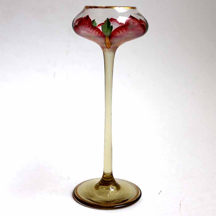 Jugendstil, Glas, handbemalt, Likör, Stielglas, um 1900