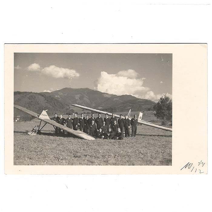 Segelflugzeug, militärisches Motiv, AK/Foto