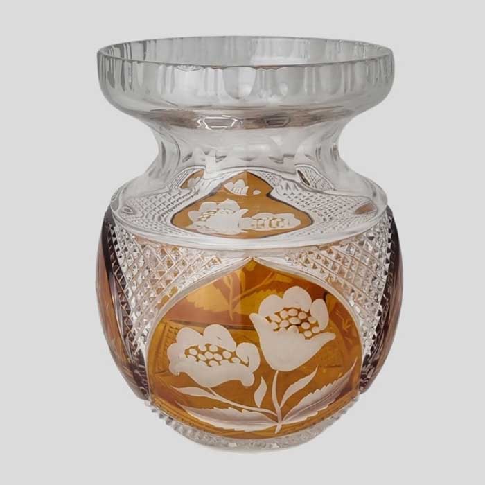 Vase, Glas, geschliffen, böhmisch, Überfangglas