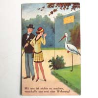 humorige Grusskarte, Storch