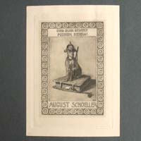 Exlibris, Hunde-Motiv, August Schoeller, signiert: Ade