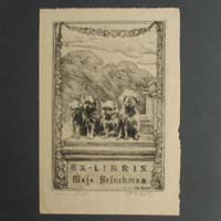 Exlibris, Hunde-Motiv, Otto Goetze, Radierung