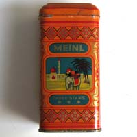 Tea tin of Meinl Tee, oriental graphic