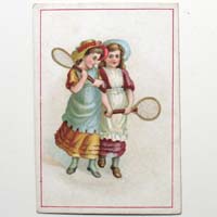 Zwei Mädchen mit Tennisschlägern, Reklamebild