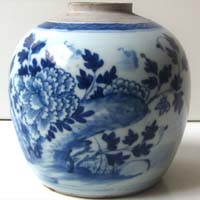 alte Vase, handbemalt, Asiatika, um 1900