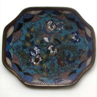 kleiner Cloisonné Teller, emailliertes Kupfer, um 1900