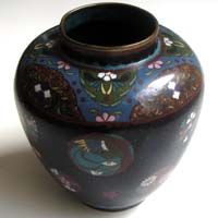 Vase, Cloisonné, emailliert, um 1900