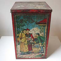 grosse Teedose, asiatische Motive