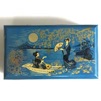 Old tea tin, gorgeous asian graphics, Geisha