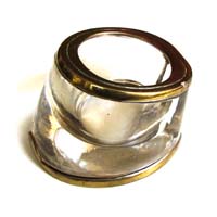 Aschenbecher in Pferdefuß-Form, Messing, Glas