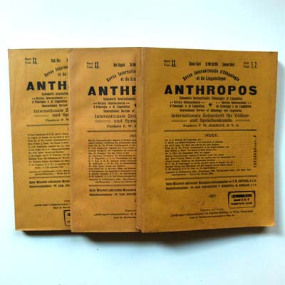 Anthropos, Zeitschrift für Völkerkunde, 3 Bände, 1925