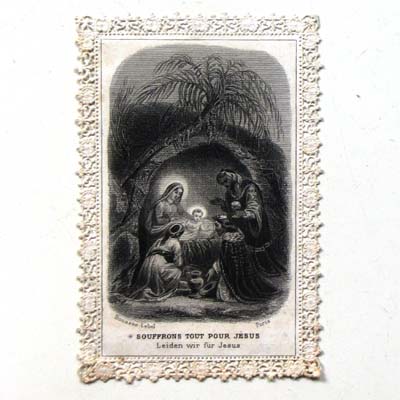 Krippe, Hof des Königs Jesus, Heiligenbildchen