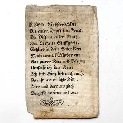 alter Gebetszettel