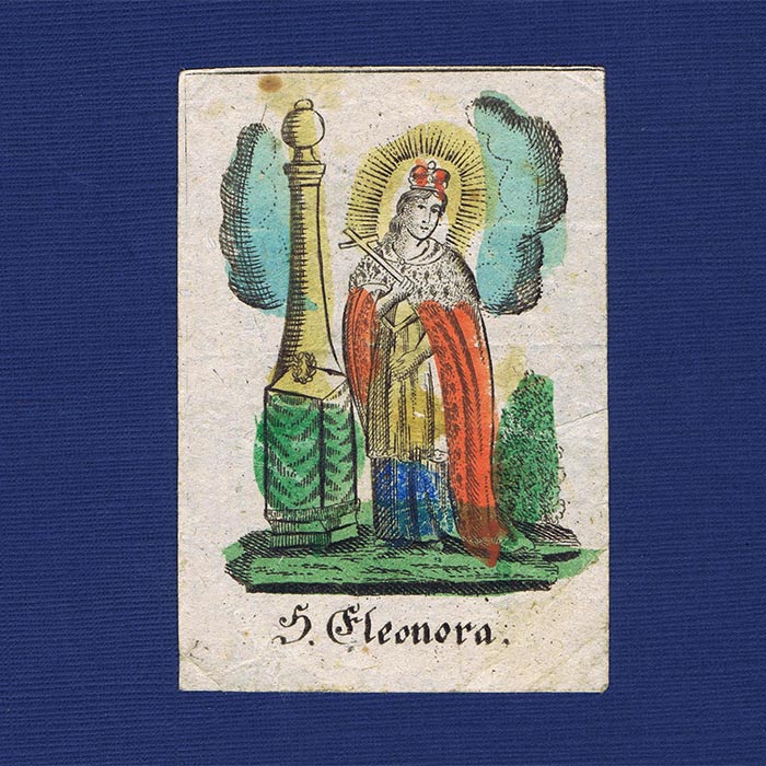 St. Elenora, Heiligenbildchen, handkoloriert