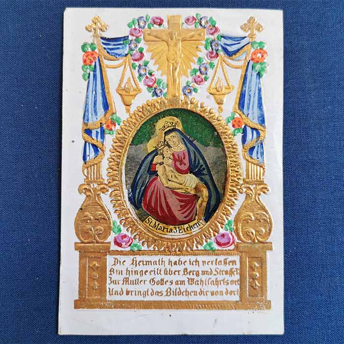 St. Maria 3 Eichen, handkoloriert, geprägt