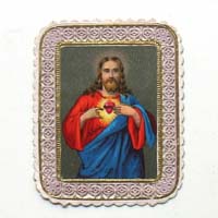 Jesus mit flammenden Herz, Heiligen- / Andachtsbildchen