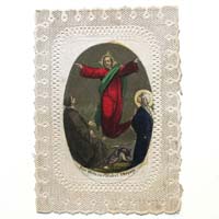 Christi Himmelfahrt, handkoloriert, Andachtsbildchen