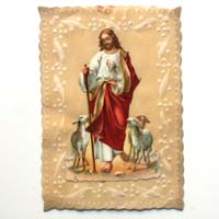 Jesus, Hirtenstab, Pergamin, Heiligensbildchen