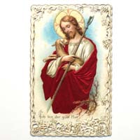 Jesus der Hirte, mit Stoffmantel, Andachtsbildchen