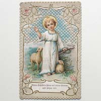 Jesuskind mit Lämmern, Heiligen- / Andachtsbildchen
