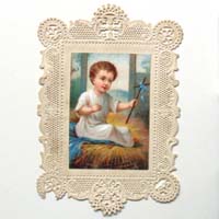 Jesukind in Krippe, Heiligenbildchen / Andachtsbildchen