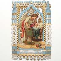 Maria mit Jesukind in der Krippe, Heiligenbildchen