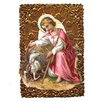Jesukind mit Lamm und Hirtenstab, Heiligenbildchen