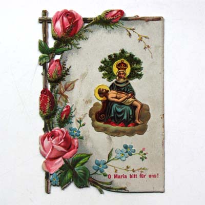 Pieta, Rose und Vergissmeinnicht, Andachtsbildchen