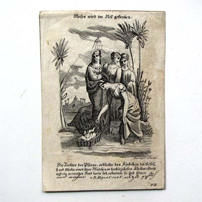 Moses wird im Nil gefunden, Andachtsbildchen